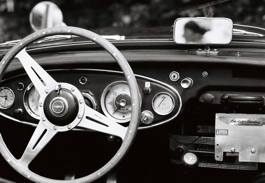 Intérieur d'une voiture de collection
